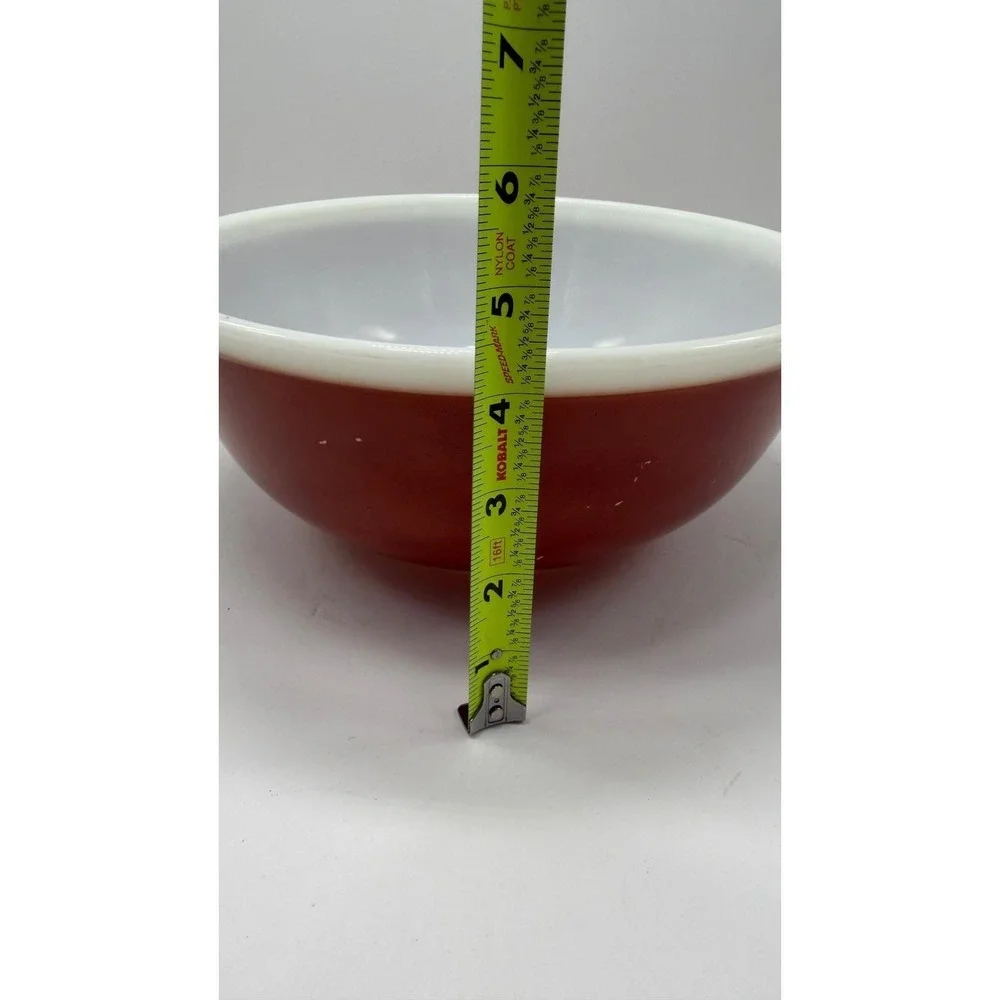 Vintage Pyrex Brown 404 Mixing Bowl 4 Quart White Interior Milk Glass 10 Inch